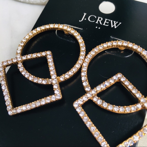 J. CREW Pavé Circle and Square Earrings - Picture 6 of 8
